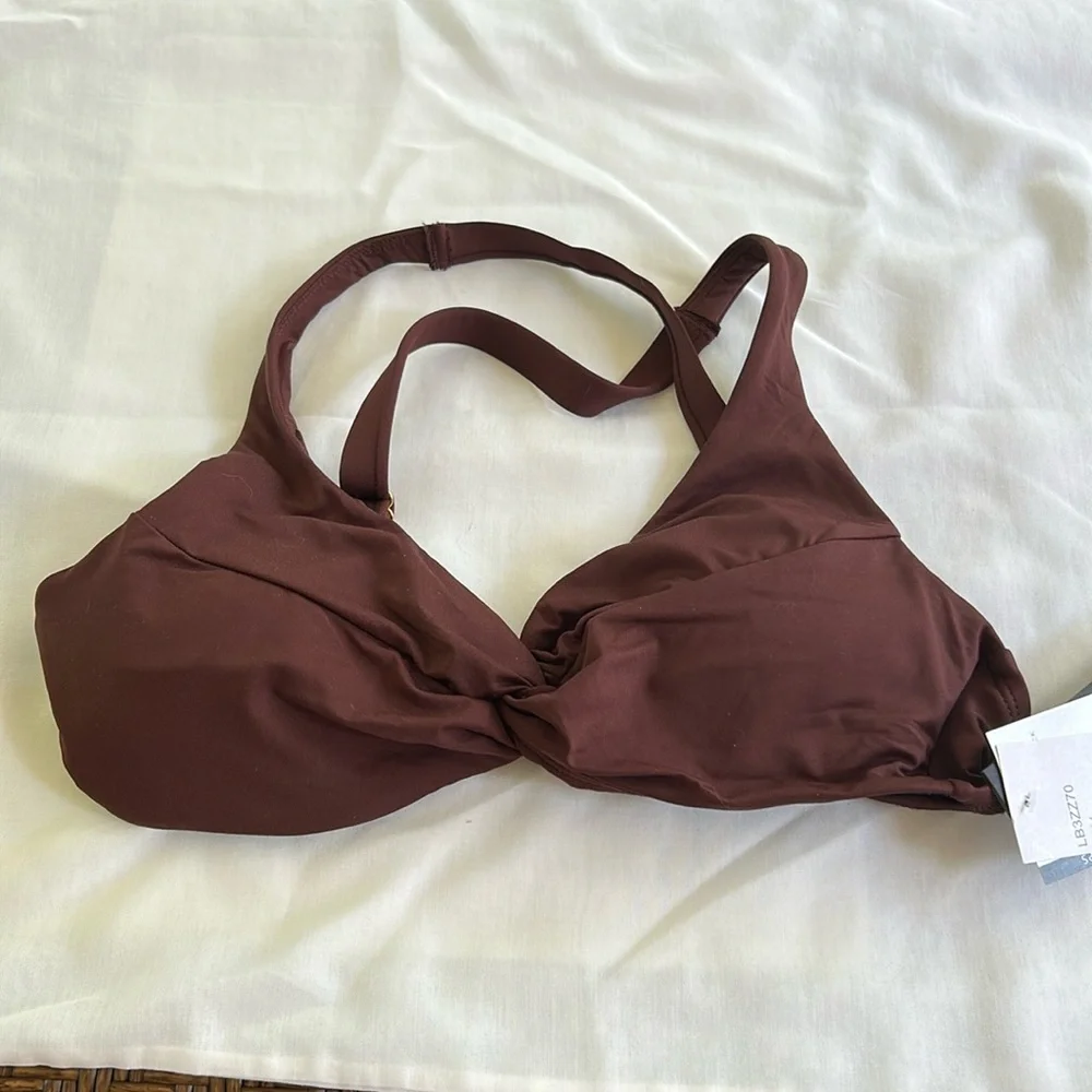 La Blanca Island Goddess Underwire Twist Front Swimsuit Top - Java, Size 6 NWT